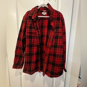 Carhartt Men’s Red & Black Flannel Button Down Shirt Original Fit Size XL